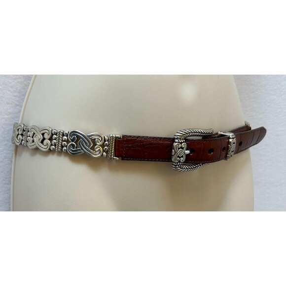 Brighton Belt M 30 Brown Leather Silver Links Southwest Western main image 5